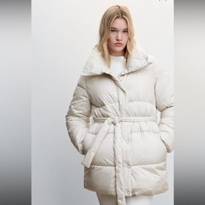 Mango Belt Quilted Coat
